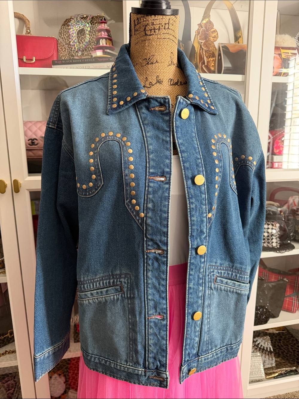 Wrangler® x Yellow Rose by Kendra Scott Studded Trucker Jacket, Size Large